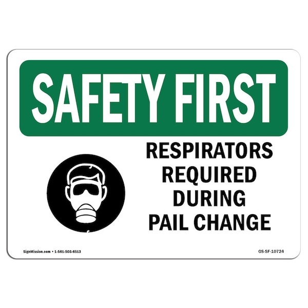 Signmission OSHA Respirators Required During W/ Symbol 24in X 18in Rigid Plastic, 24" W, 18" H, Landscape OS-SF-P-1824-L-10724 - main